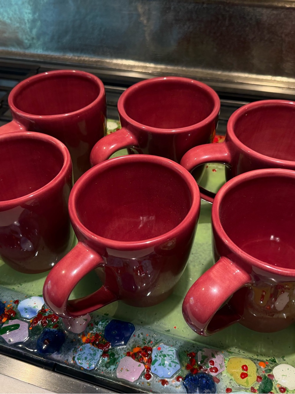 Pottery Barn Red Glazed Ceramic Mug Set